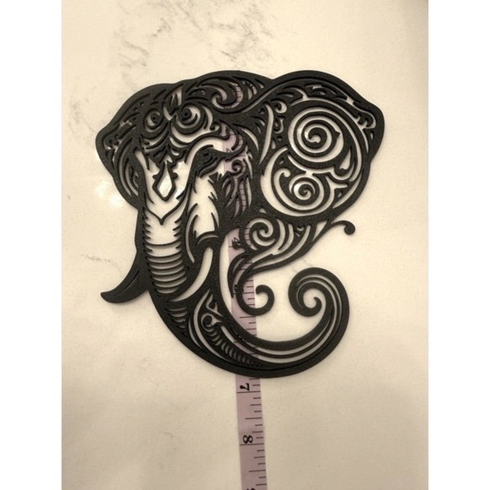Elephant Wall Art Mandala Decor Black 6.5" x 6.75" - Picture 4 of 4